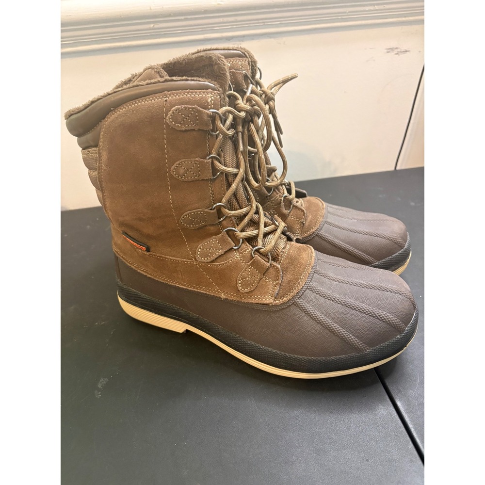 Nortiv 8 Mens Waterproof Winter Snow Boots Brown Suede Insulated Slip Resistant